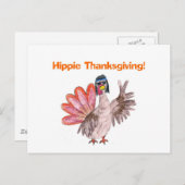 Hippie Thanksgiving kalkoen Feestdagenkaart (Voorkant / Achterkant)