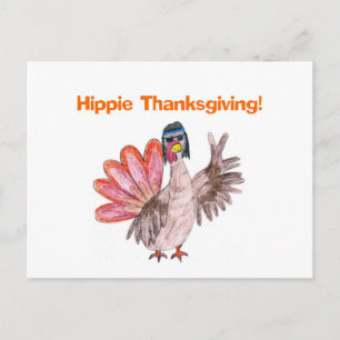 Hippie Thanksgiving kalkoen Feestdagenkaart