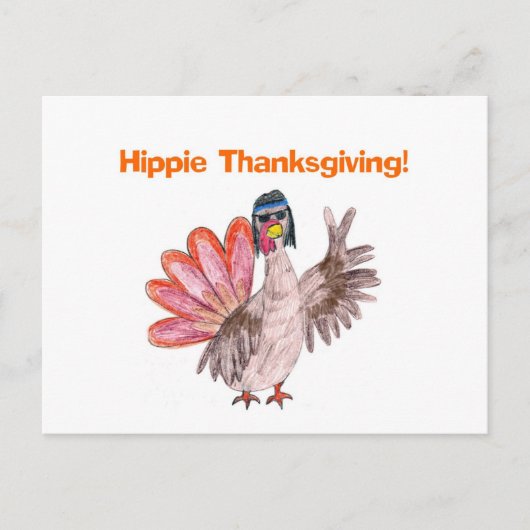 Hippie Thanksgiving kalkoen Feestdagenkaart (Voorkant)