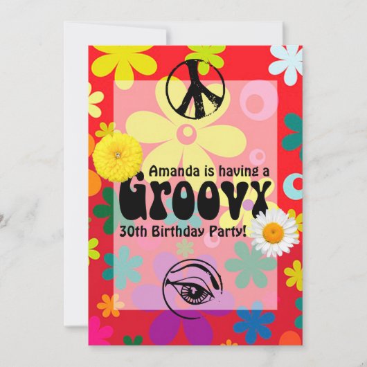 Hippie Thema Feest Kaart (Voorkant)