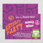 Hippie Thema Feest Uitnodiging (Voorkant / Achterkant)