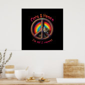 Hippie Tie Dye Cat Lovers Vredesteken Psychedelic Poster (Keuken)