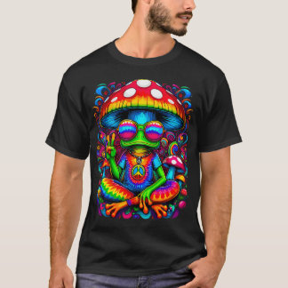 Hippie Tie-Dye Kikker Met Paddenstoel Vredesteken T-shirt