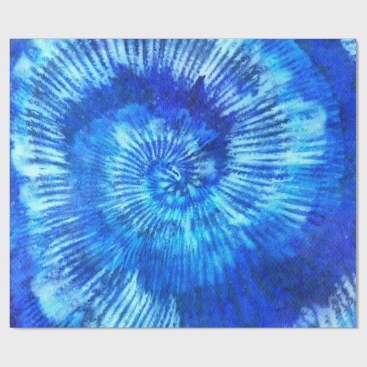 Hippie Tie Dye Pattern Waterverf Blue Modern Cadeaupapier (Vlak)