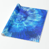 Hippie Tie Dye Pattern Waterverf Blue Modern Cadeaupapier (Uitgerold)