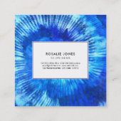 Hippie Tie Dye Pattern Waterverf Blue Modern Vierkante Visitekaartje (Achterkant)