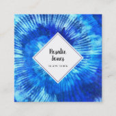 Hippie Tie Dye Pattern Waterverf Blue Modern Vierkante Visitekaartje (Voorkant)