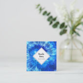 Hippie Tie Dye Pattern Waterverf Blue Modern Vierkante Visitekaartje (Staand voorkant)