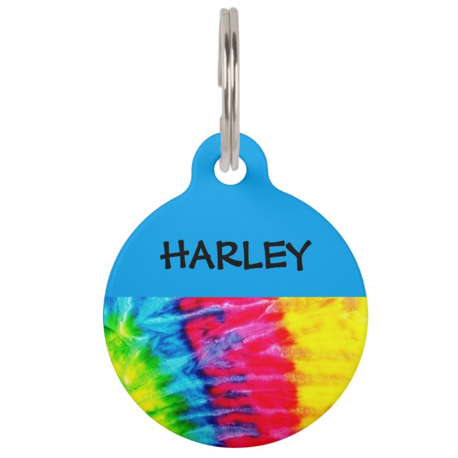 Hippie Tie Dye Personalized Pet Tag Huisdierpenning (Voorkant)