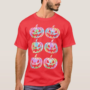 Hippie Tie Dye Style Happy Halloween Pumpkin Jack T-shirt