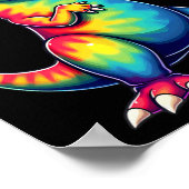Hippie Tie Dye T-rex Dino Vredesteken Poster (Hoek)