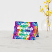 Hippie Tie Dye Verjaardag Kaart (Gele Bloem)