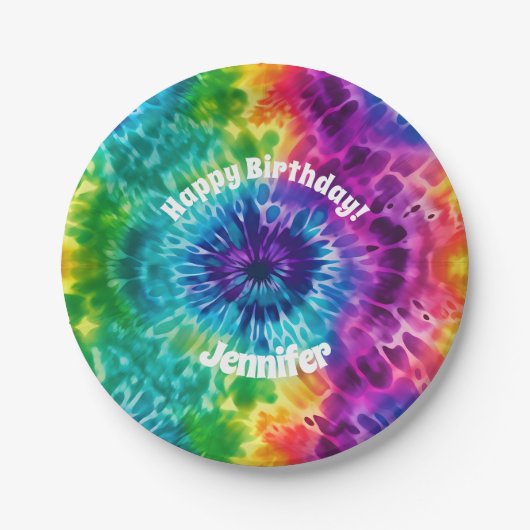 Hippie Tie Dye Verjaardagsfeestje Papier Bord (Voorkant)