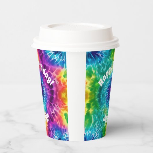 Hippie Tie Dye Verjaardagsfeestje Papieren beker (Links)