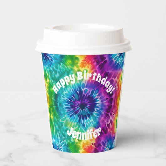 Hippie Tie Dye Verjaardagsfeestje Papieren beker (Achterkant)