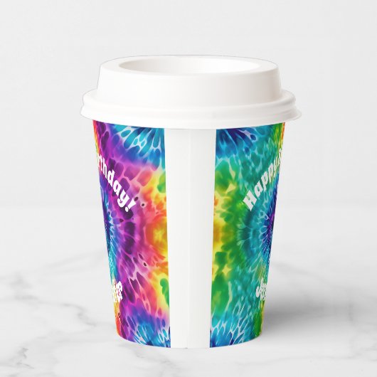 Hippie Tie Dye Verjaardagsfeestje Papieren beker (Rechts)