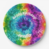 Hippie Tie Dye Verjaardagspapier Bord (Voorkant)