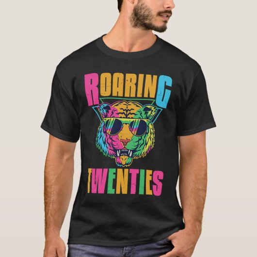 Hippie Tiger Roaring 20s Twenties Animal T-shirt (Voorkant)