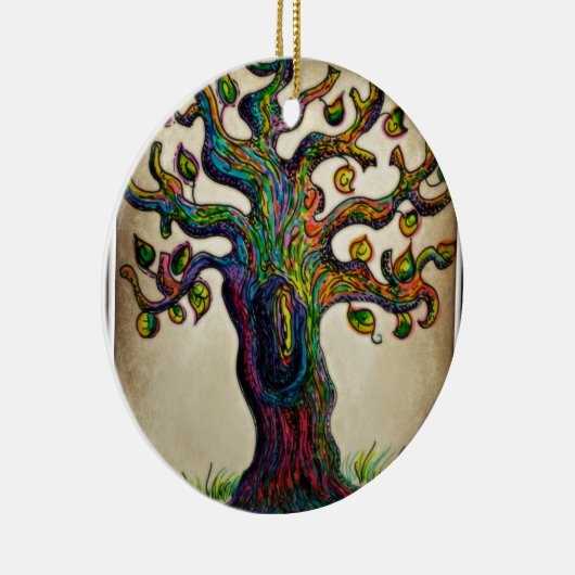 Hippie Tree Keramisch Ornament (Rechts)