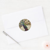 Hippie Tree Ronde Sticker (Envelop)