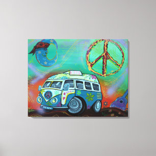 Hippie Trip Wrapped Canvas Afdruk