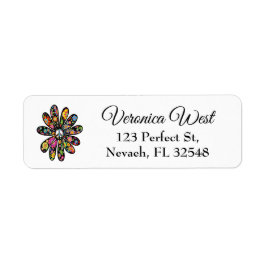 Hippie Trippy Flower Power Vredesbord Bloemen Etiket