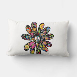 Hippie Trippy Flower Power Vredesbord Bloemen Kussen