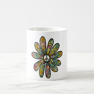 Hippie Trippy Flower Power Vredesbord Zeventiger j Koffiemok