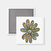 Hippie Trippy Flower Power Vredesbord Zeventiger j Magneet (Voorkant / Achterkant)