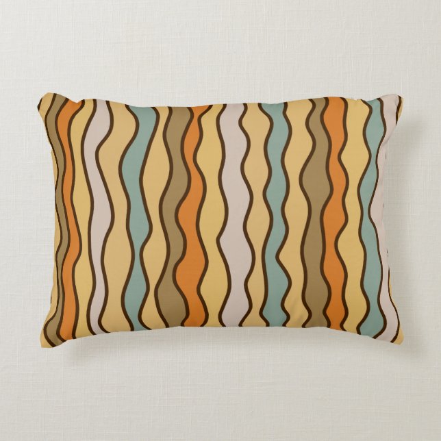 Hippie Trippy Groovy Verticale Streep 70s Patroon Accent Kussen (Voorkant)