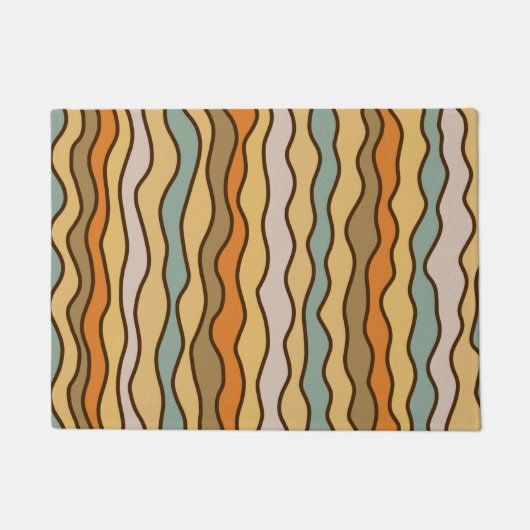 Hippie Trippy Groovy Verticale Streep 70s Patroon Deurmat (Voorkant)