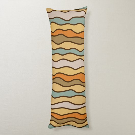 Hippie Trippy Groovy Verticale Streep 70s Patroon Lichaamskussen (Achterkant (Verticaal))