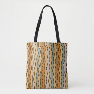 Hippie Trippy Groovy Verticale Streep 70s Patroon Tote Bag