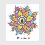 Hippie Trippy Oogbloem Kleurrijk Psychedelisch Sticker (Vel)