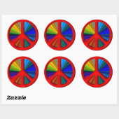 Hippie Trippy Peace Sign Ronde Sticker (Vel)