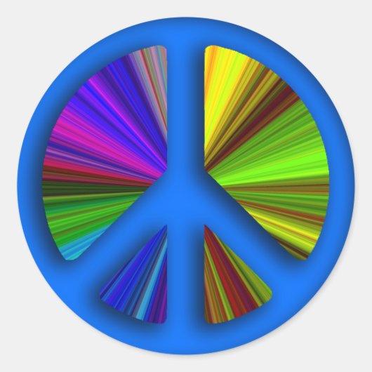 Hippie Trippy Peace Sign Ronde Sticker (Voorkant)