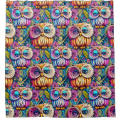 Hippie Trippy Psychedelische Kleurrijke Uil Douchegordijn (Voorkant)