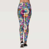 Hippie Trippy Psychedelische Kleurrijke Uil Leggings (Achterkant)