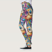 Hippie Trippy Psychedelische Kleurrijke Uil Leggings (Links)