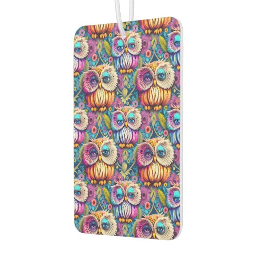 Hippie Trippy Psychedelische Kleurrijke Uil Luchtverfrisser (Links)