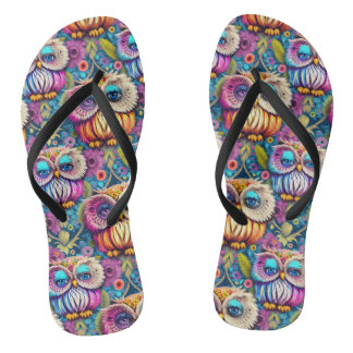 Hippie Trippy Psychedelische Kleurrijke Uil Teenslippers