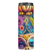 Hippie Trippy Psychedelische Kleurrijke Uil Thermosbeker (Achterkant)