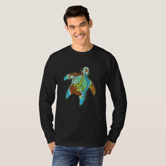 Hippie Turtle Earth Day Save Planet Ocean Environm T-shirt (Voorkant volledig)