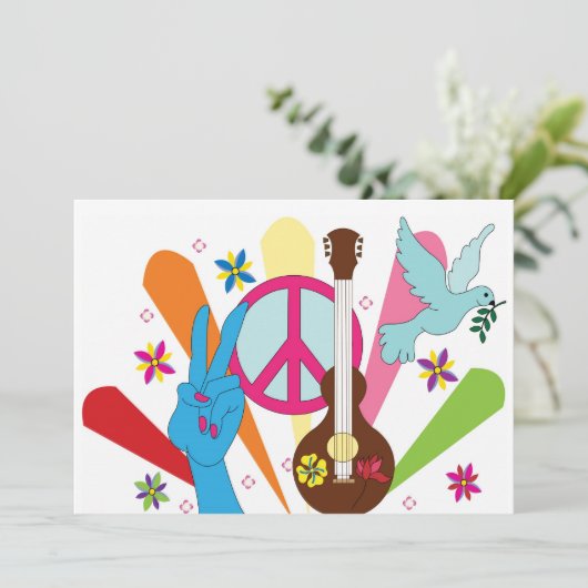 hippie-uitnodiging kaart (Staand voorkant)