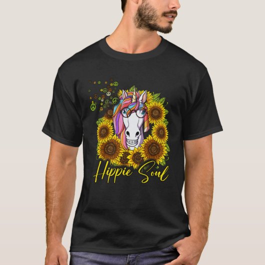 Hippie Unicorn Sunflower Hippie Soul T-shirt (Voorkant)