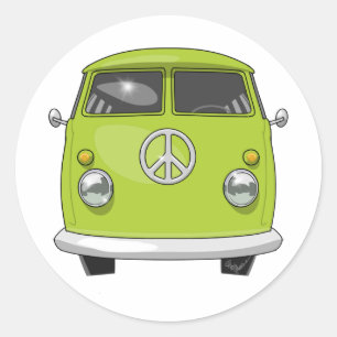 Hippie Van 1960 Ronde Sticker