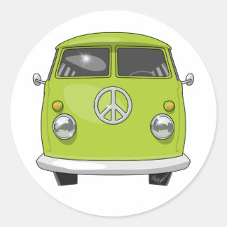 Hippie Van 1960 Ronde Sticker
