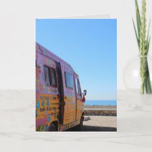 HIPPIE VAN & BEACH BIRTHDAY KAART