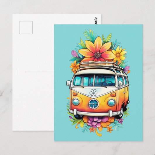 Hippie Van Briefkaart (Voorkant / Achterkant)