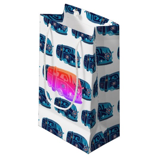 Hippie Van Custom Gift Bag - Klein, Glossy Klein Cadeauzakje (Voorkant Gekanteld)